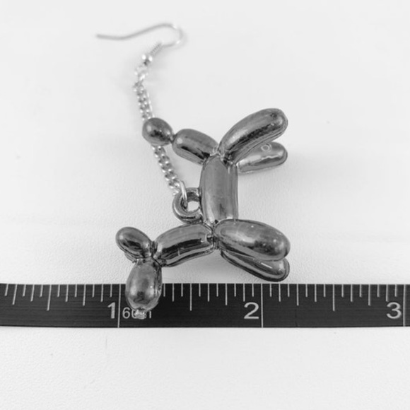 Balloon Animal Dog Dangle Pierced Earrings - Picture 4 of 7